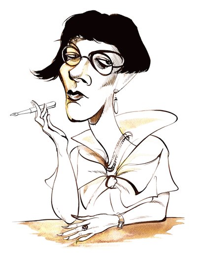 Sylvia Townsend Warner - caricature holding pen by Neale Osborne